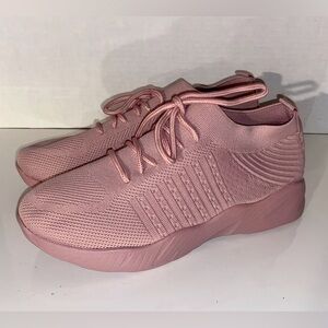 Light Blush Rose Pink Lightweight Foam Stretch Knit Gym Workout Sneakers